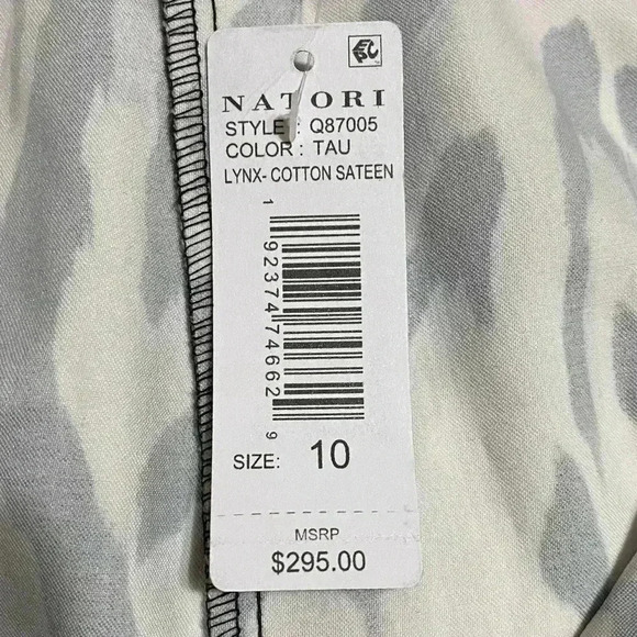 Natori Lynx Cotton Sateen Pant 10 Taupe Chic Maximalism Animal Print Tapered NWT - Picture 10 of 10